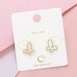 Mother Of Pearl Butterfly Stud Earrings