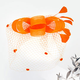 Feather Mesh Bow Fascinator / Headband