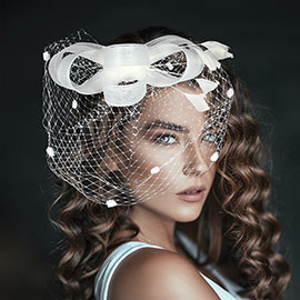 Feather Mesh Bow Fascinator / Headband