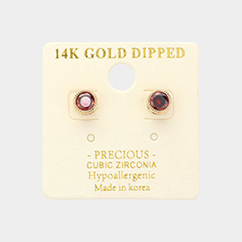 14K Gold Dipped Hypoallergenic CZ Stone Stud Earrings