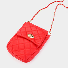 Faux Leather Quilted Mini Crossbody Bag