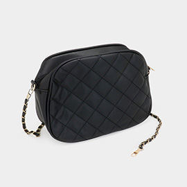 Faux Leather Quilted Crossbody Bag