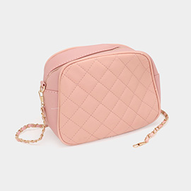 Faux Leather Quilted Crossbody Bag