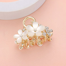 Stone Paved Flower Pointed Hair Claw Clip