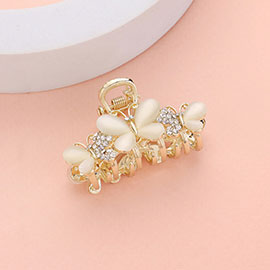 Stone Paved Butterfly Pointed Hair Claw Clip