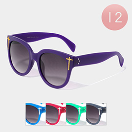 12PCS - Cross Pointed Frame Wayfarer Sunglasses