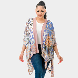 Patchwork Floral Print Kimono Poncho