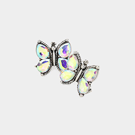 Stone Cluster Butterfly Stud Earrings