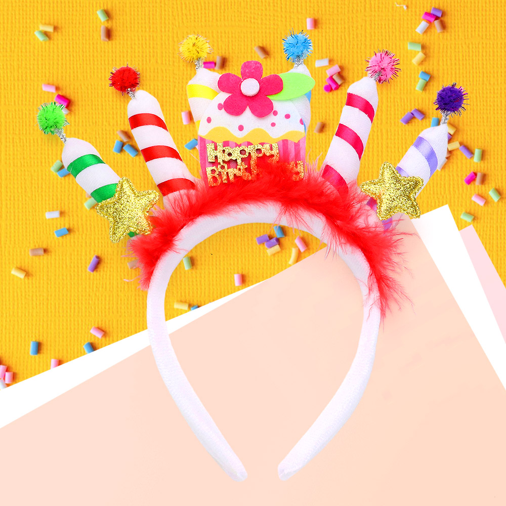 HAPPY BIRTHDAY Message Flower Star Birthday Candle Headband