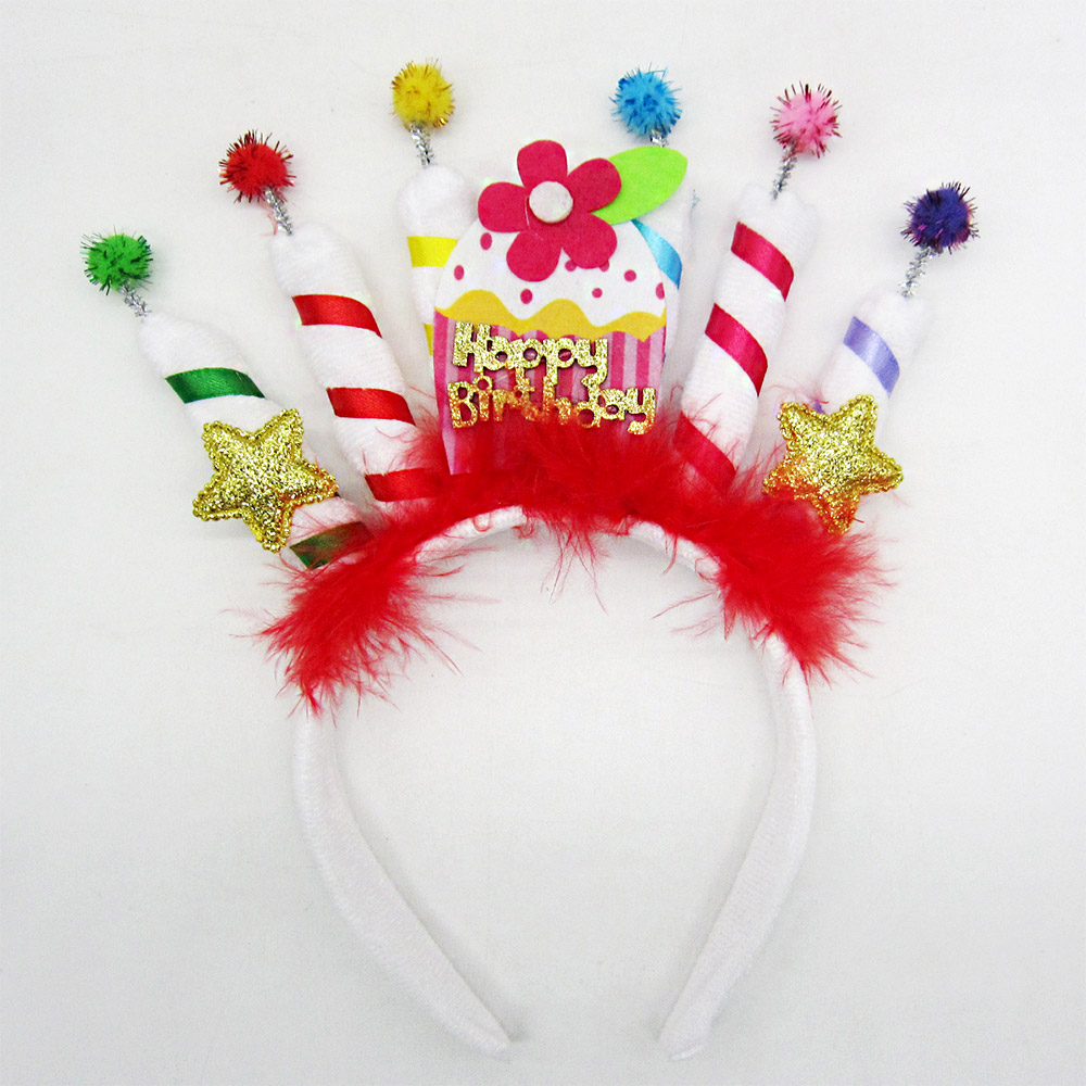 HAPPY BIRTHDAY Message Flower Star Birthday Candle Headband