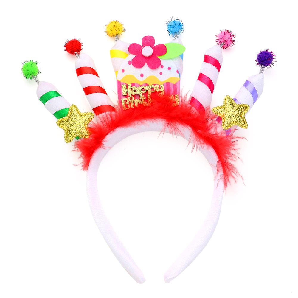 HAPPY BIRTHDAY Message Flower Star Birthday Candle Headband