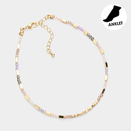 Metal Cube Faceted Beaded Anklet