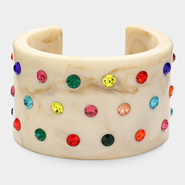 Stone Pointed Wide Marble Resin Cuff Bracelets