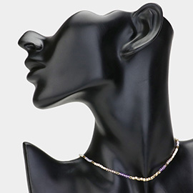 Metal Beads Pointed Faceted Beaded Choker Necklace