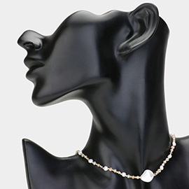 Pearl Pointed Faceted Beaded Choker Necklace