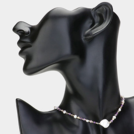 Pearl Pointed Faceted Beaded Choker Necklace