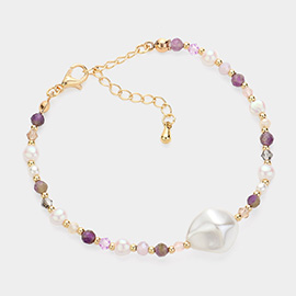 Pearl Pointed Faceted Bead Strand Bracelet