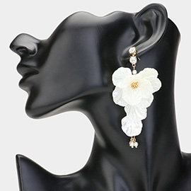 Pearl Flower Petal Earrings