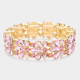 Floral Crystal Stretch Evening Bracelet