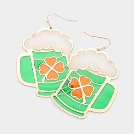 Translucent St Patricks Day Beer Pint Dangle Earrings