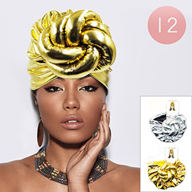 12PCS - Metallic Turban Hats