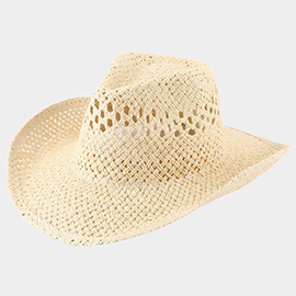Open Weave Panama Cowboy Straw Hat