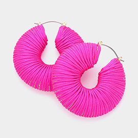 Thread Wrapped Chunky Hoop Pin Catch Earrings