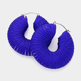 Thread Wrapped Chunky Hoop Pin Catch Earrings