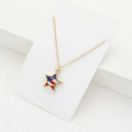 American USA Flag Star Pendant Necklace