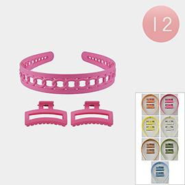 12 SET OF 3 - Plain Headband Hair Claw Clip Sets