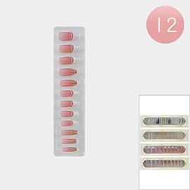 12Pack - French Sparkle Coffin Press On Nail Set