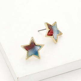 American USA Flag Theme Druzy Star Stud Earrings