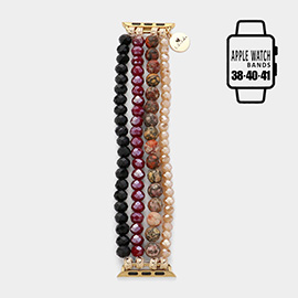Faceted Beads Natural Stone Beaded Multi Layered Apple Watch Band