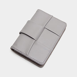 Faux Leather Weave Card Holder Wallet