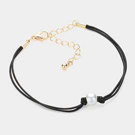 Pearl Pointed Wax Rope Bracelet