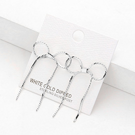 White Gold Dipped Metal Bow Earrings