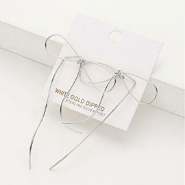 White Gold Dipped Metal Wire Bow Earrings