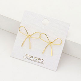 Gold Dipped Metal Wire Bow Stud Earrings