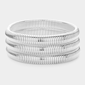 3PCS - Metal Cable Multi Layered Bangle Bracelets