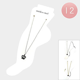 12PCS - Stainless Steel Crown Charm Anklets