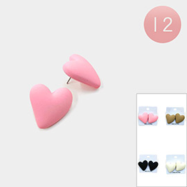12PAIRS - Matte Heart Earrings