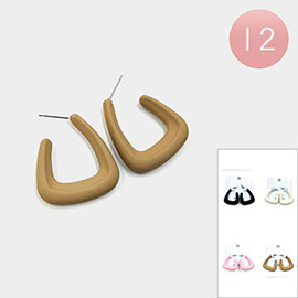 12PAIRS - Matte Abstract Hoop Earrings
