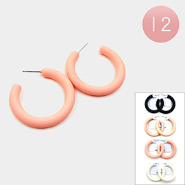 12PAIRS - Matte Hoop Earrings