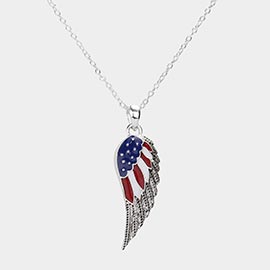 American USA Flag Wing Pendant Necklace