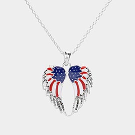 American USA Flag Wing Pendant Necklace