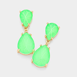 Double Teardrop Link Dangle Evening Earrings