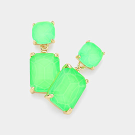 Square Rectangle Link Dangle Evening Earrings