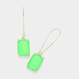Emerald Cut Stone Dangle Evening Earrings
