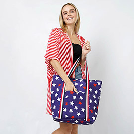 American USA Flag Star Print Tote Bag