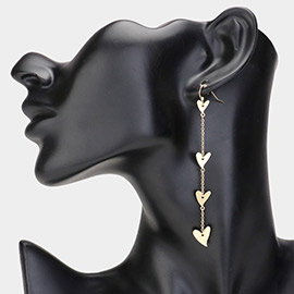 Metal Heart Link Dropdown Earrings